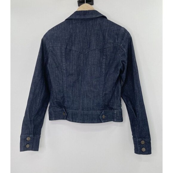 J.Crew Women’s Button Down Dark Wash Blue Classic Denim Jacket Size XS Preppy - Picture 2 of 9